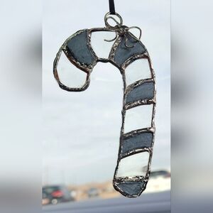 Chic Silver and Gray Candy Cane Ornament